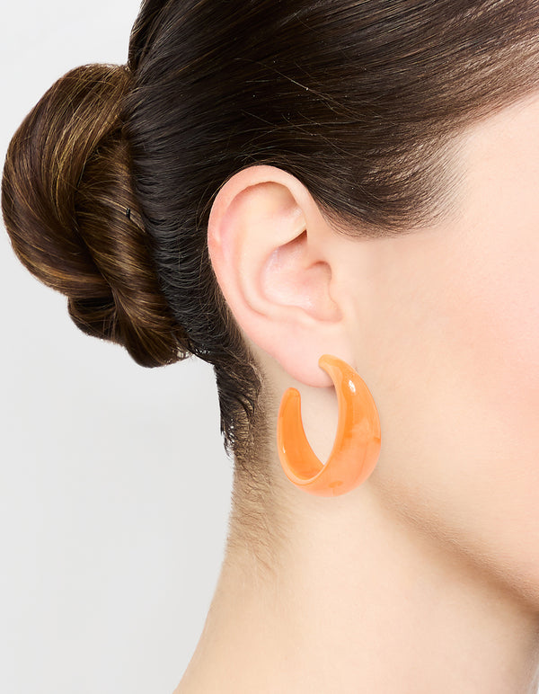 Orange Acrylic Chunky Medium Hoop Earrings