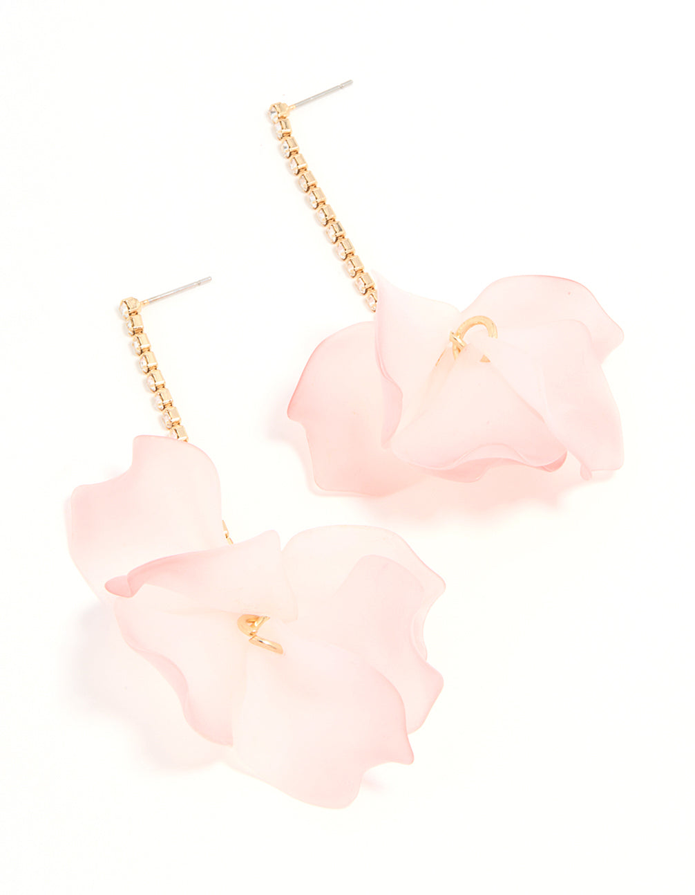 Rose Gold Pink Blooming Flower Drop Earrings