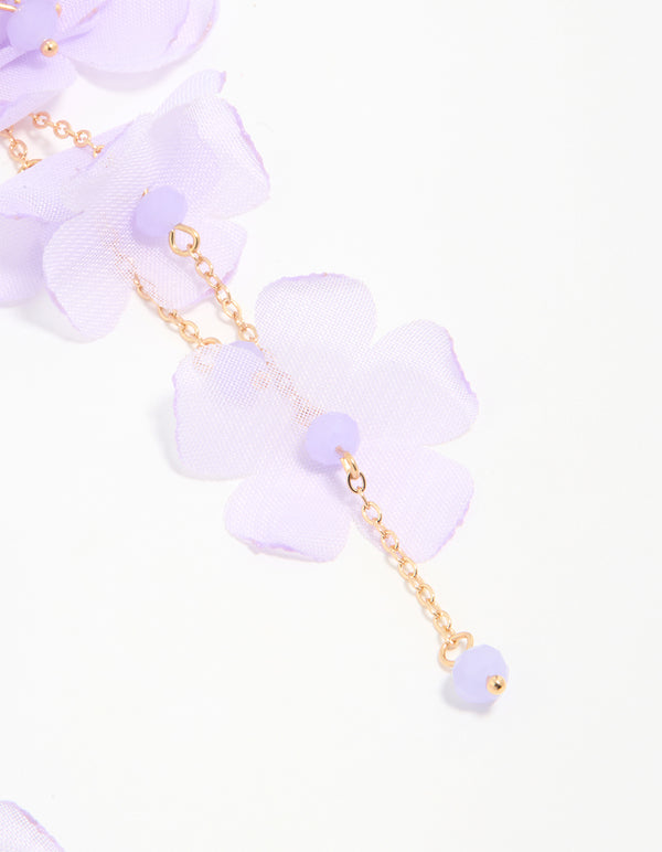 Gold Lilac Ethereal Flower Petal Drop Earrings