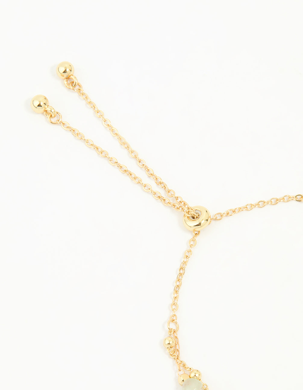 Gold Plated Green Semi Precious Stone Layered Toggle Bracelet