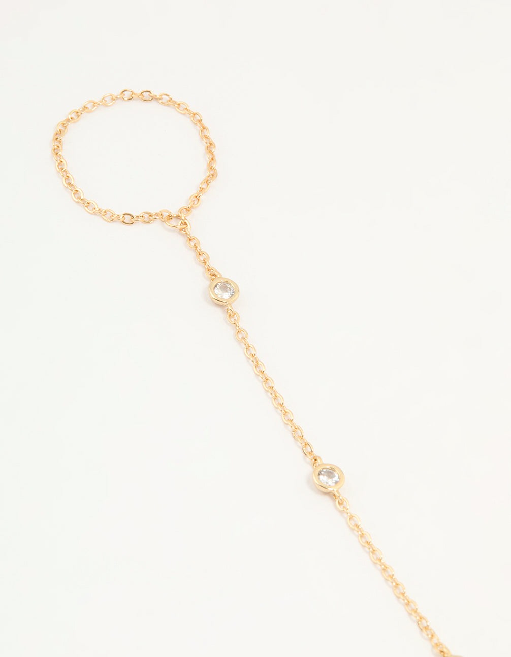Gold Plated Cubic Zirconia Hand Chain Bracelet