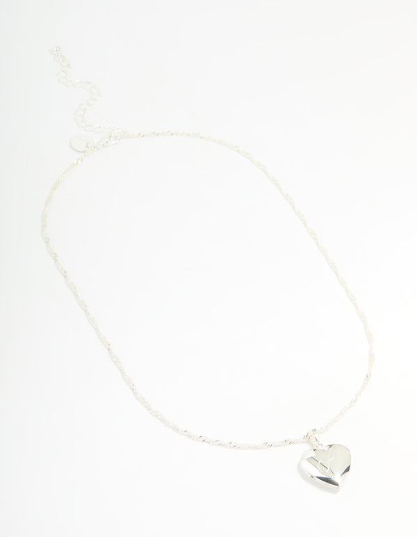 Silver Plated Letter A Heart Locket Necklace