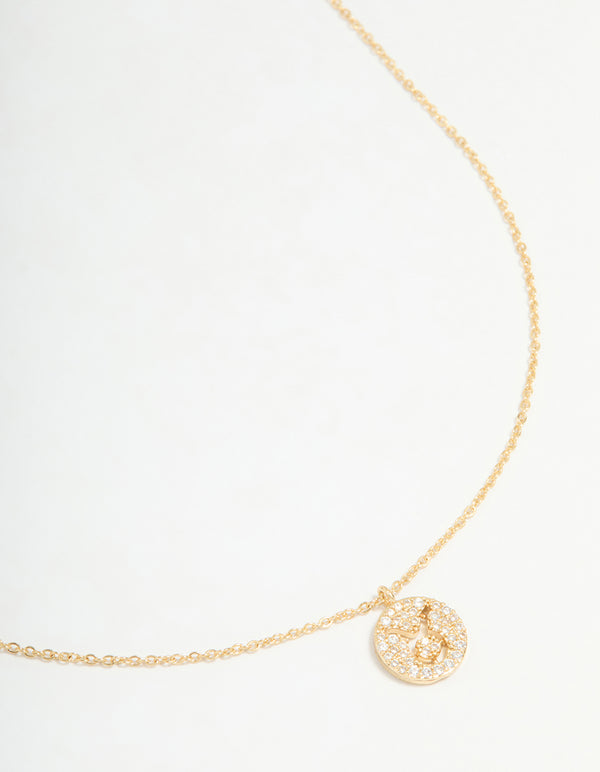 Gold Plated Cubic Zirconia Taurus Circle Necklace