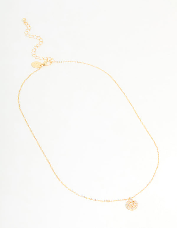 Gold Plated Cubic Zirconia Gemini Circle Necklace