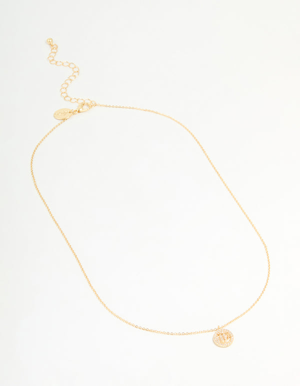 Gold Plated Cubic Zirconia Virgo Circle Necklace