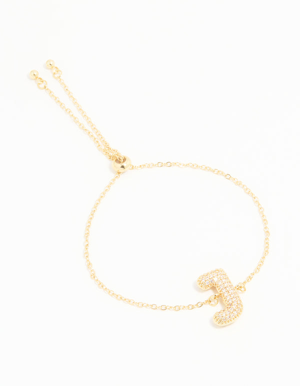 Gold Plated Cubic Zirconia Bubble J Pavé Toggle Bracelet