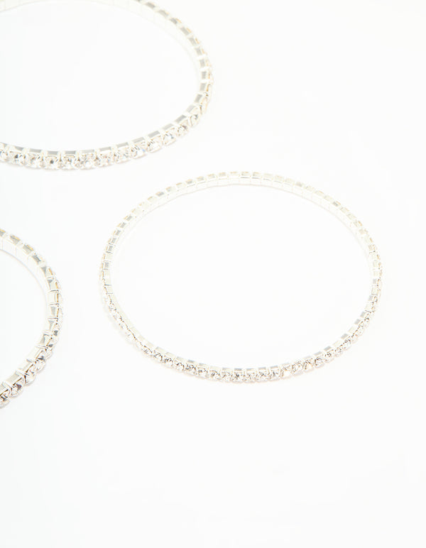 Silver Diamante Stretch Bracelets 8-Pack