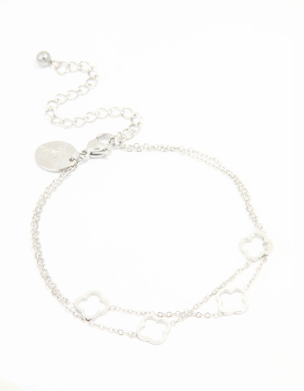 Waterproof Stainless Steel Steel Hollow Flower Layered Bracelet