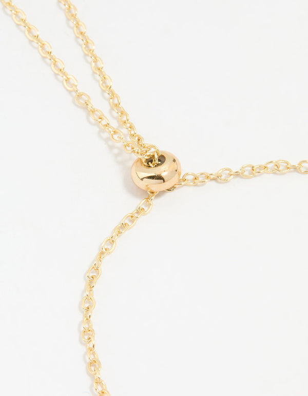 Gold Plated Cubic Zirconia Triple Flower Outline Toggle Bracelet