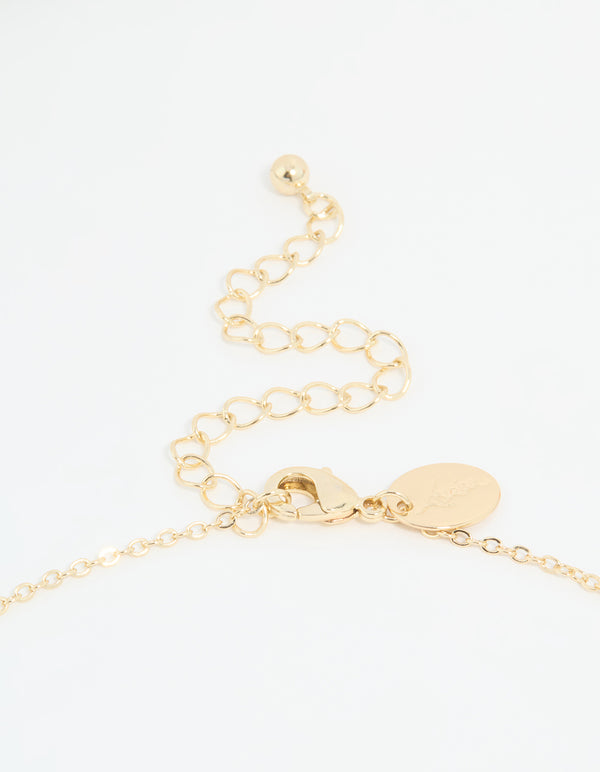 Gold Plated Brass Cubic Zirconia Rondell Necklace