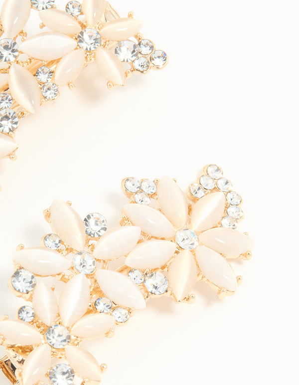 Gold Cat Eye Flower Hair Clips 2-Pack