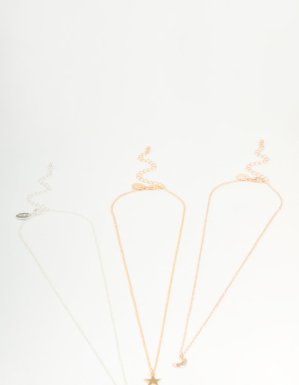 Mixed Metal Star, Moon & Heart Necklaces 3-Pack