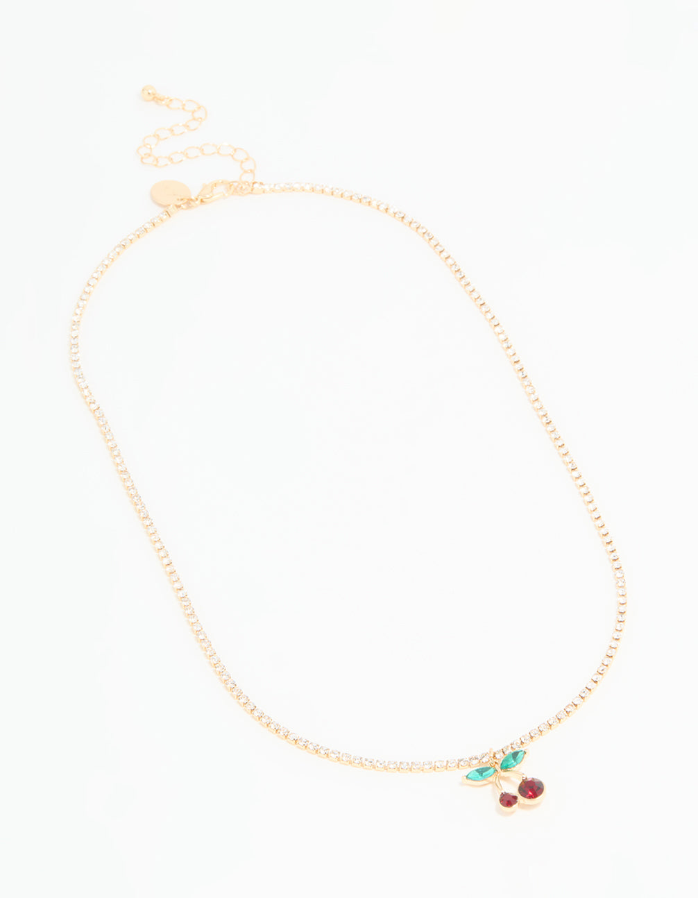 Gold Diamante Cherry Chain Necklace