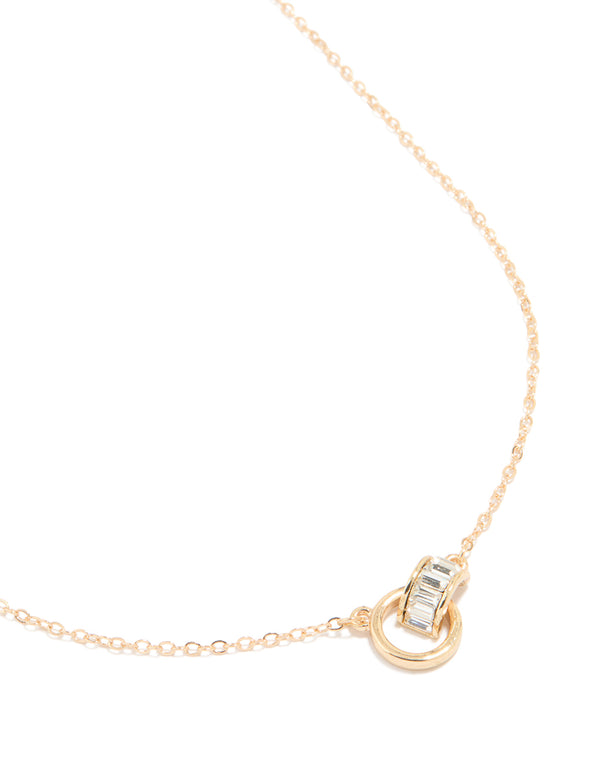 Gold Diamante Circle Pendant Necklace