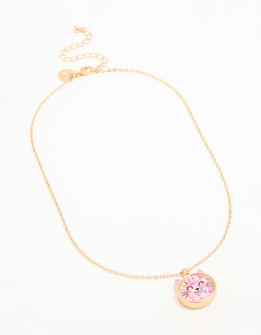 Kids Gold Sequin Cat Shaker Pendant Necklace