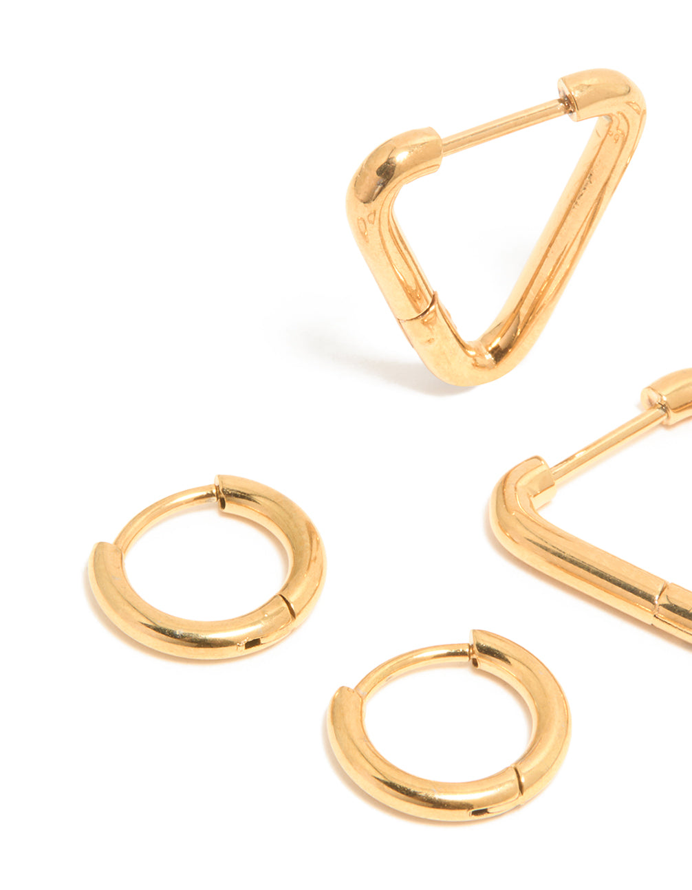 Waterproof Gold Plated Stainless Steel Hoop Earrings 3-Pack