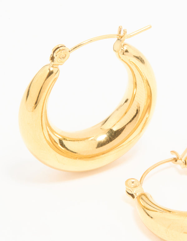 Waterproof Gold Plated Stainless Steel Small Chunky Hoop Earrings