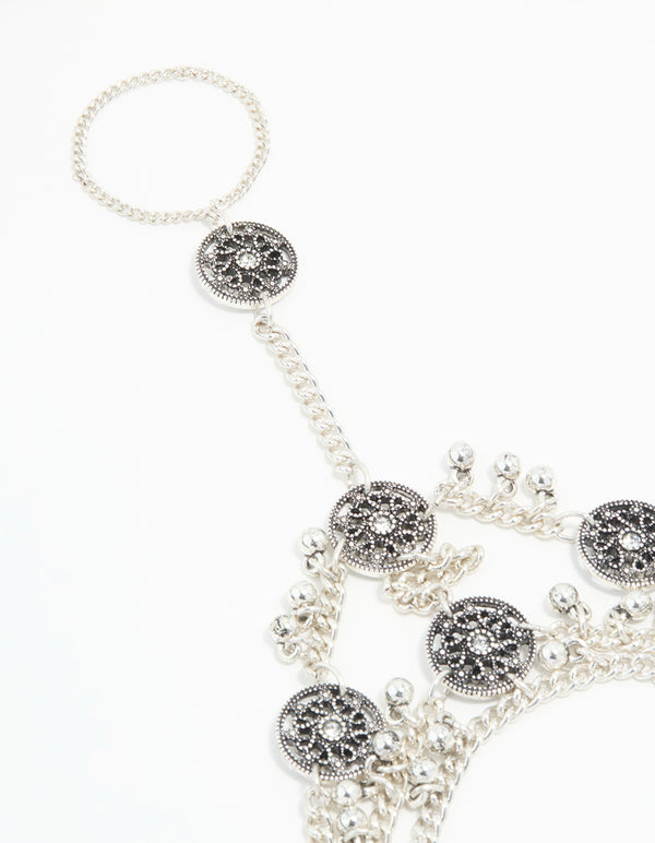 Antique Silver Coin Hand Chain