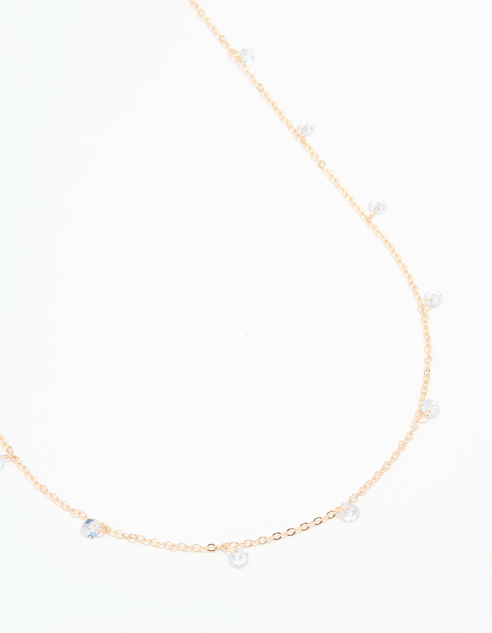 Gold Cubic Zirconia Droplet Waist Chain