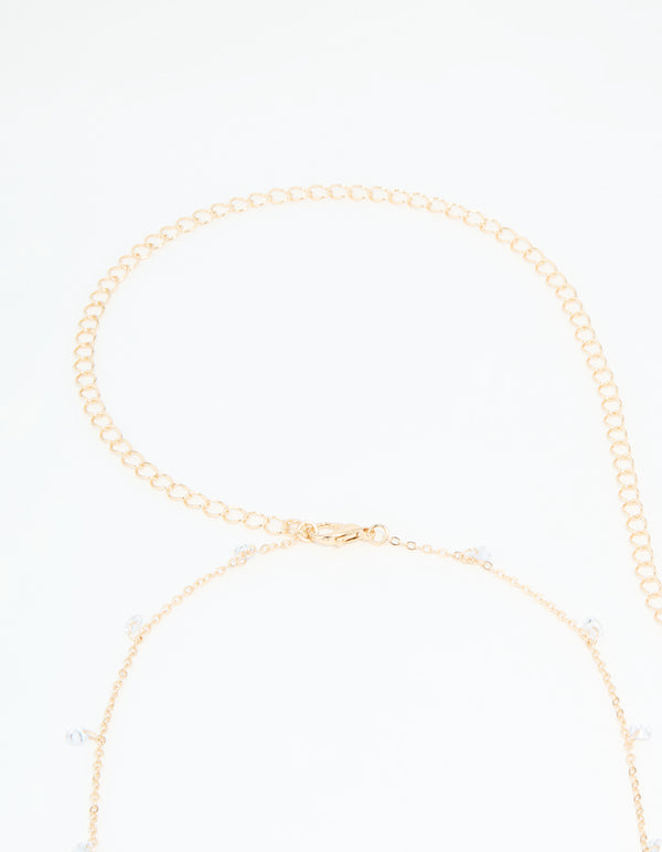 Gold Cubic Zirconia Droplet Waist Chain