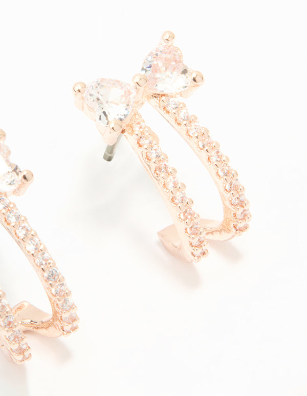 Rose Gold Plated Cubic Zirconia Butterfly Jacket Earrings