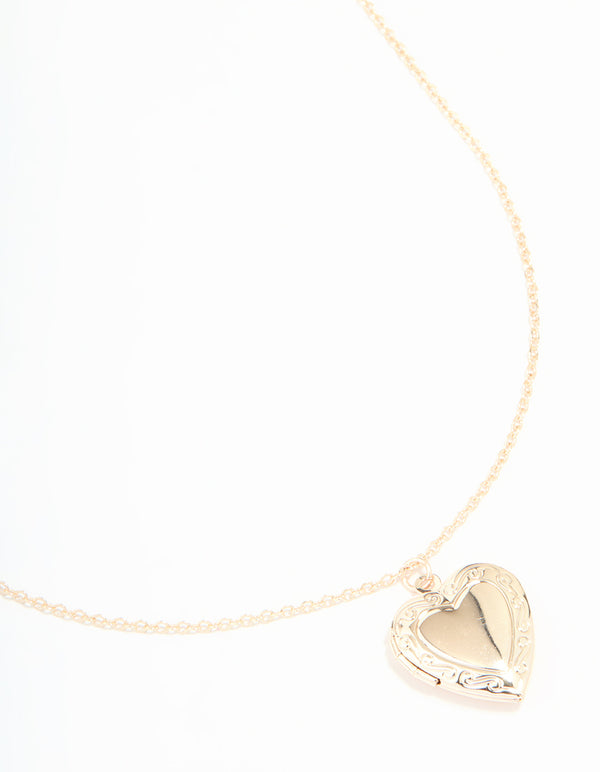 Rose Gold Plated Heart Locket Necklace