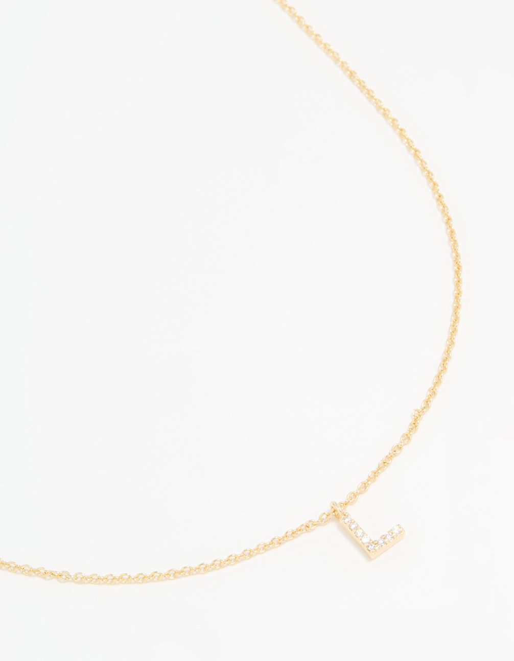 Gold Plated Cubic Zirconia Letter L Necklace