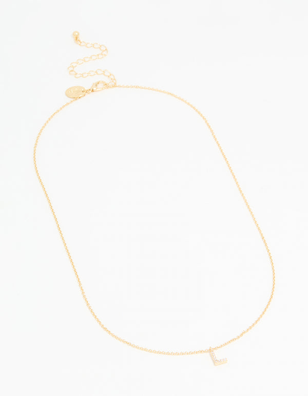 Gold Plated Cubic Zirconia Letter L Necklace