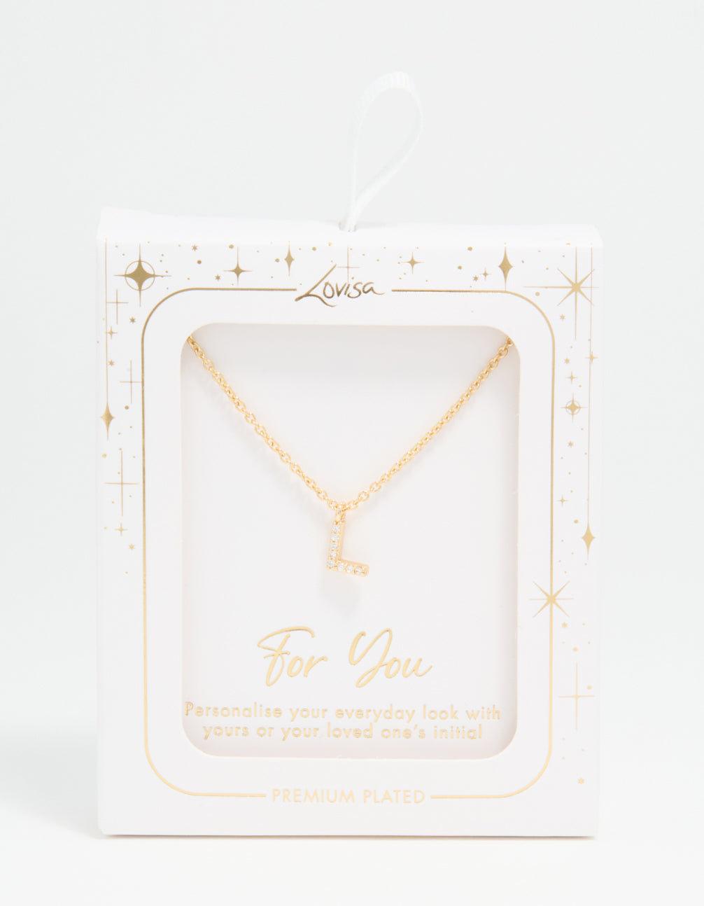 Gold Plated Cubic Zirconia Letter L Necklace