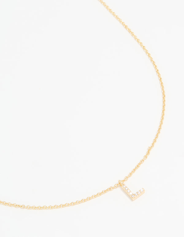 Gold Plated Cubic Zirconia Letter L Necklace