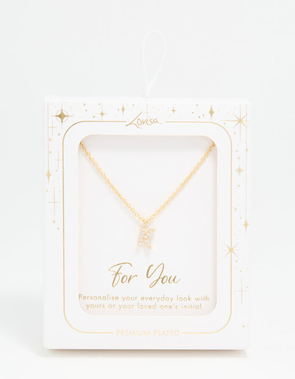 Gold Plated Cubic Zirconia Letter K Necklace