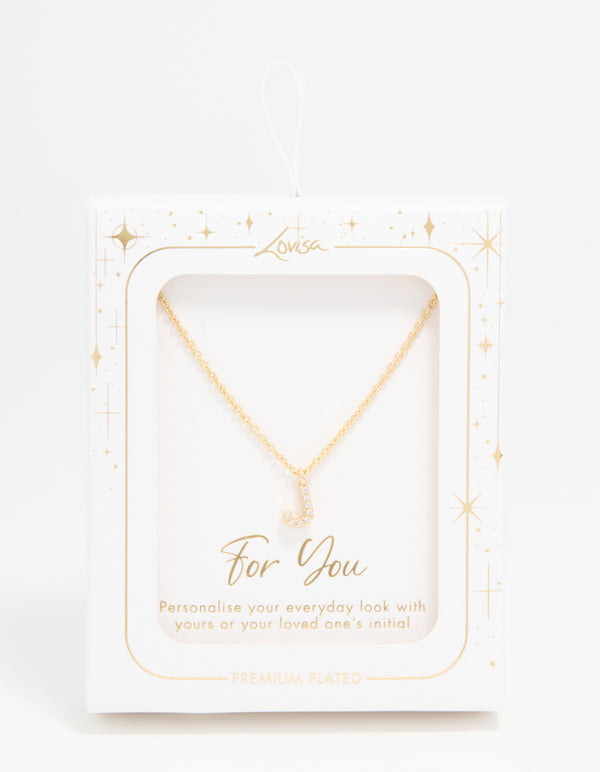 Gold Plated Cubic Zirconia Letter J Necklace