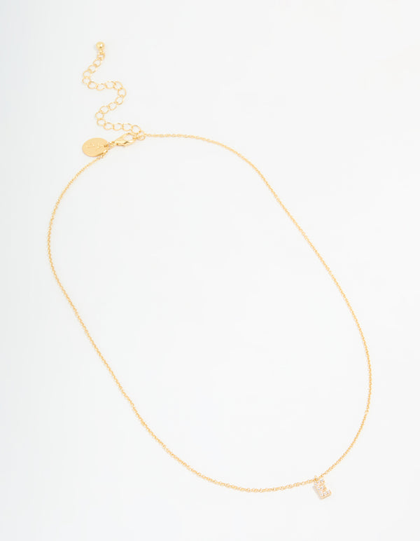 Gold Plated Cubic Zirconia Letter E Necklace