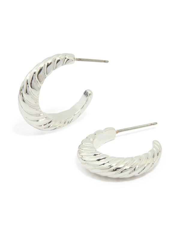 Silver Twisted Hoop Earrings