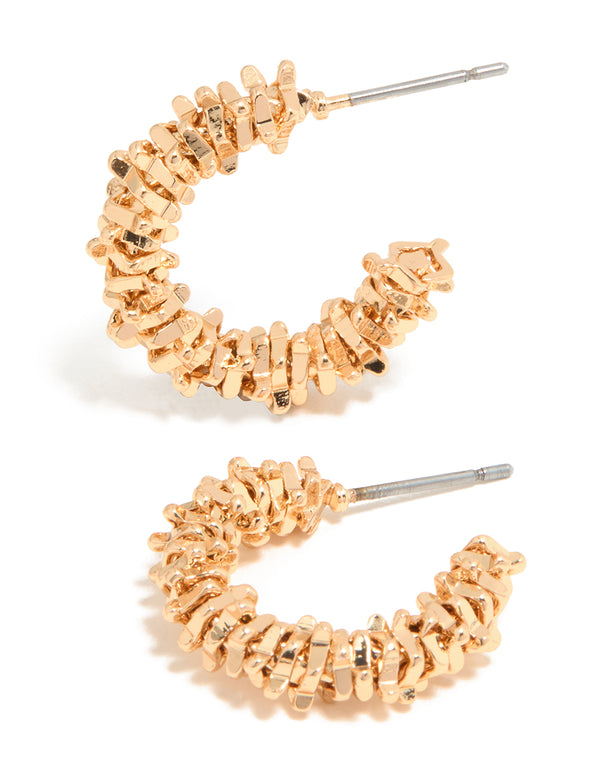 Gold Smooth & Molten Textured Hoop Earrings 2-Pack