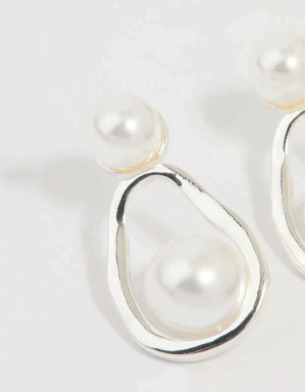 Silver Pearl Pear Drop Earrings