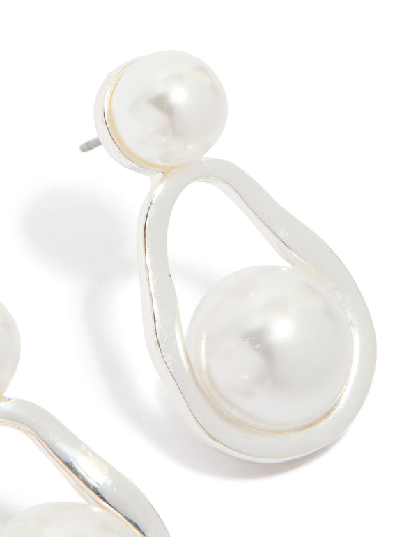 Silver Pearl Pear Drop Earrings