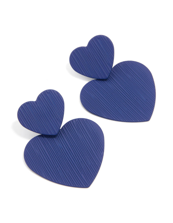 Blue Heart Tier Pattern Drop Earrings