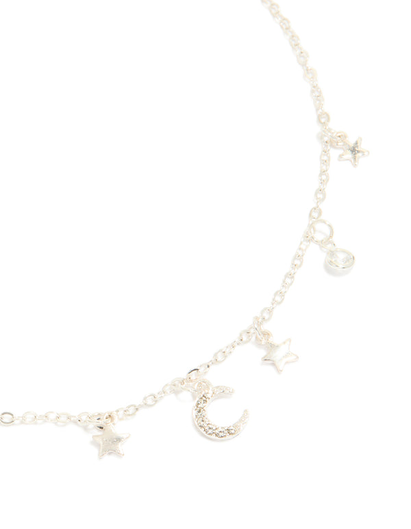 Silver Diamante Celestial Charm Necklace