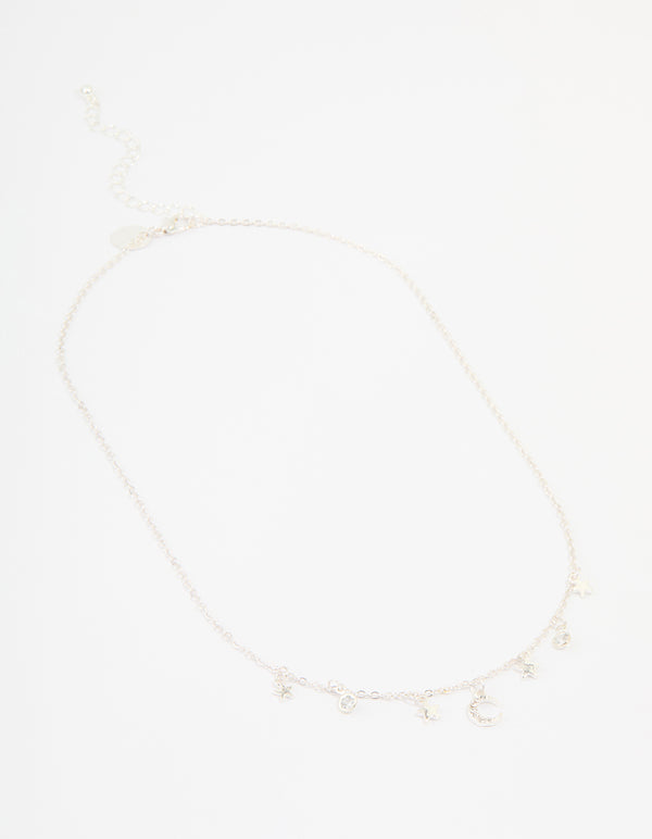 Silver Diamante Celestial Charm Necklace