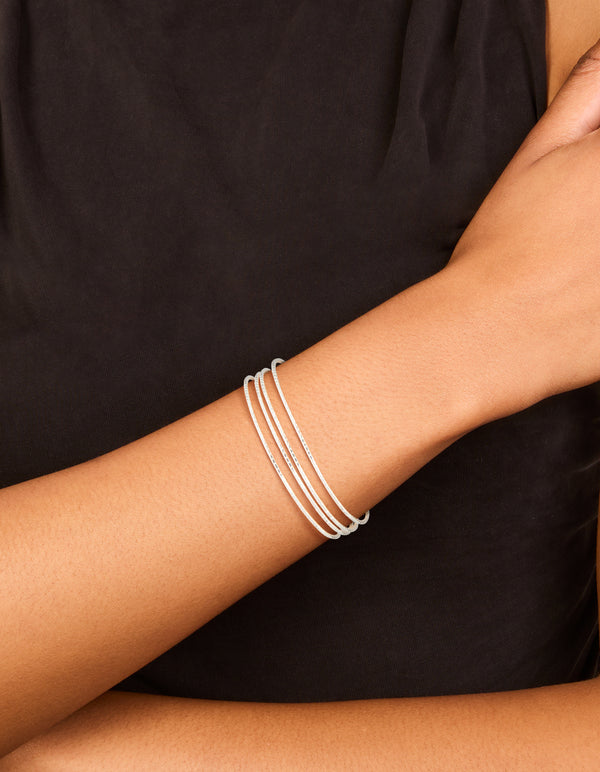 Silver Wire Textured Wire Wrist Cuff