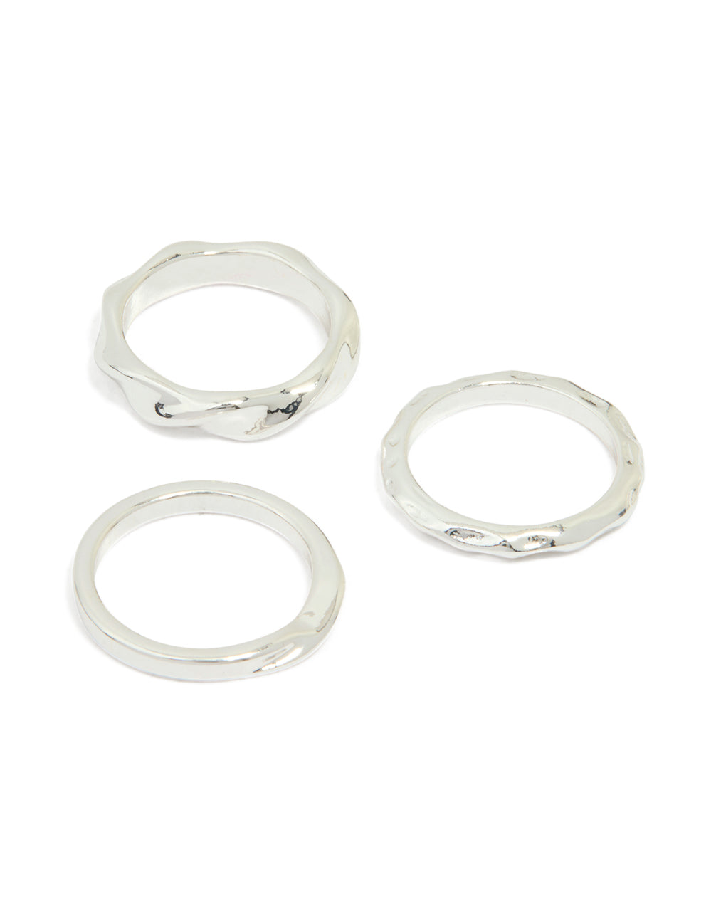 Silver Mixed Textured Rings 3-Pack