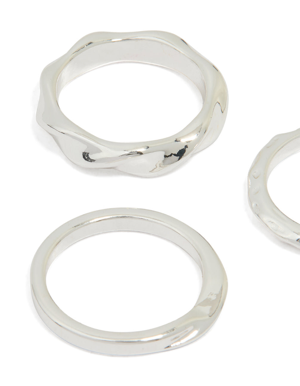Silver Mixed Textured Rings 3-Pack