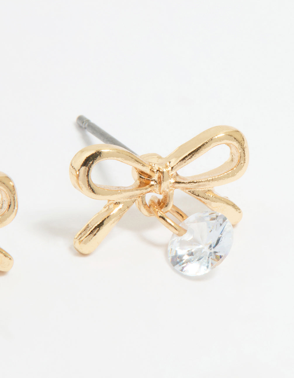 Gold Diamante Bow Stud Earrings
