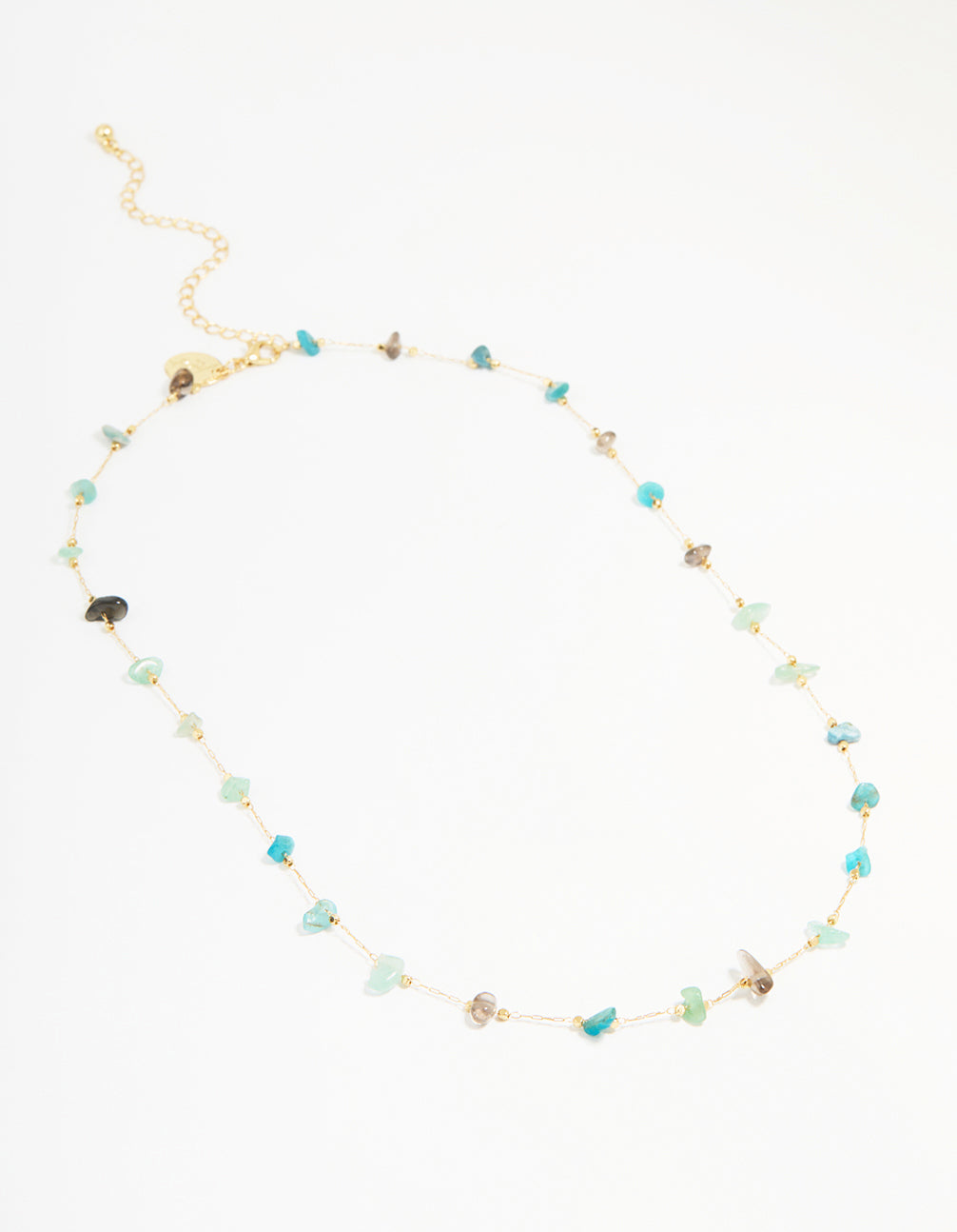 Gold Plated Semi Precious Stones Station Necklace