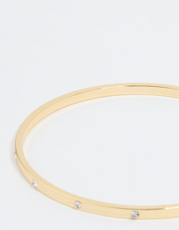 Gold Plated Diamante Inlay Bangle