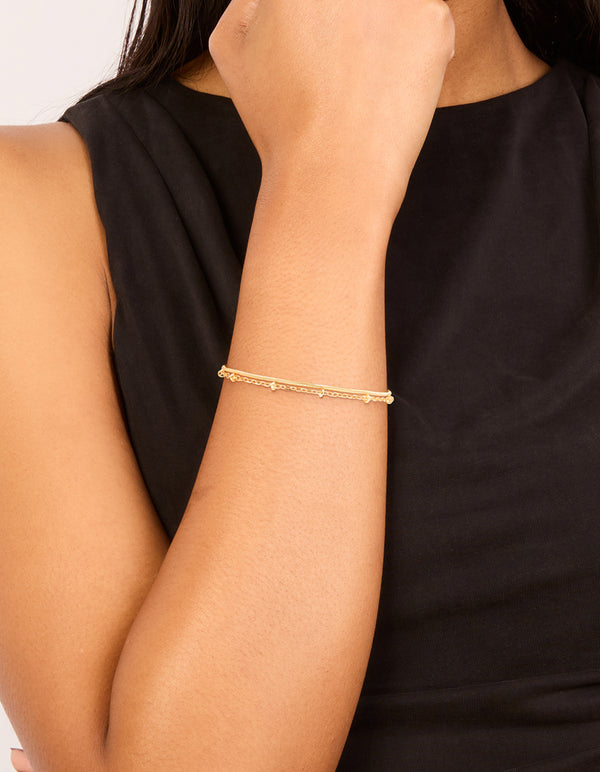 Gold Plated Ball Layered Bracelet