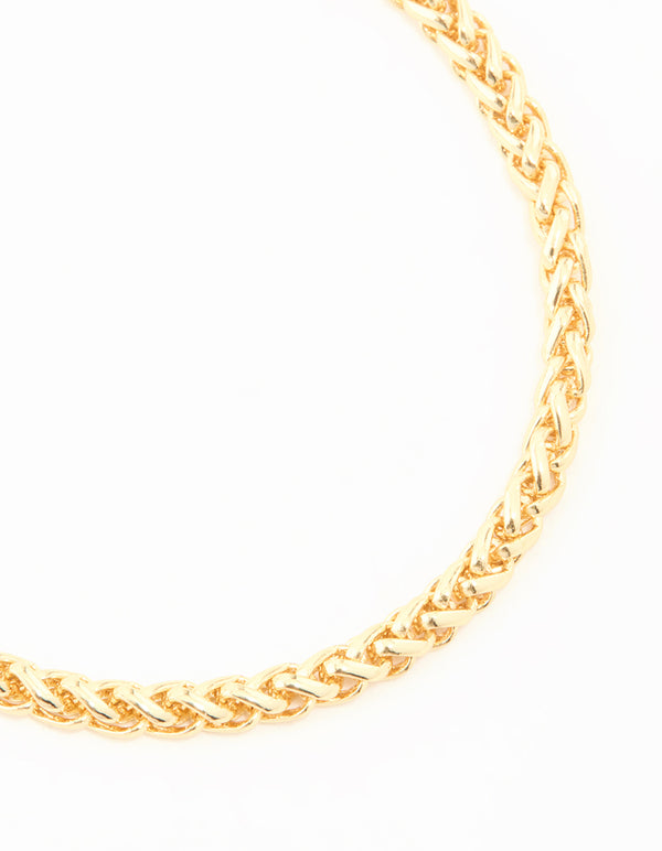 Gold Plated Weave Chain Toggle Bracelet
