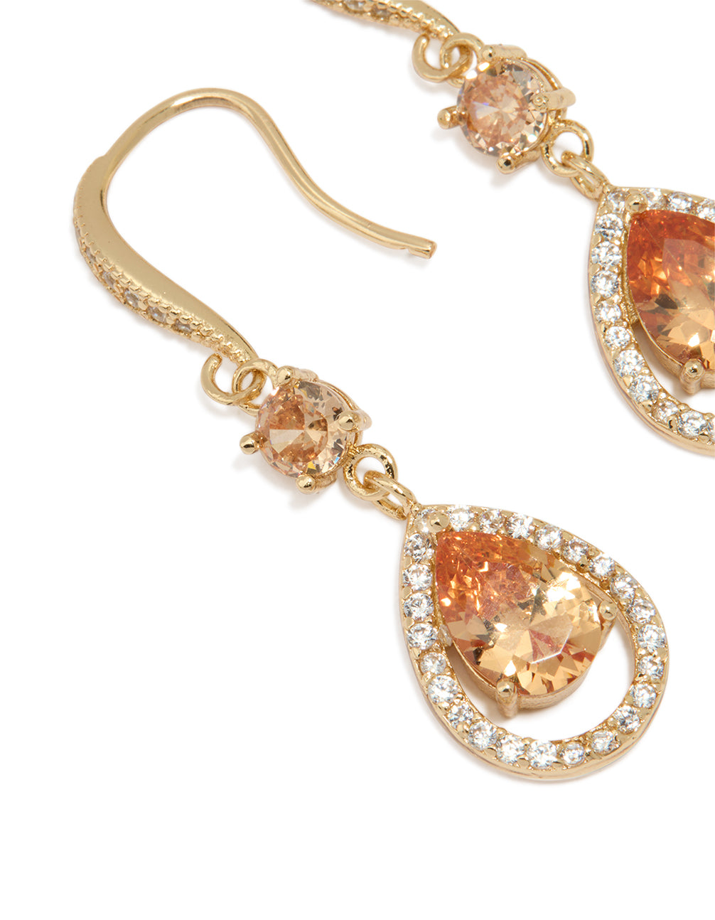 Gold Cubic Zirconia Pear Drop Earrings