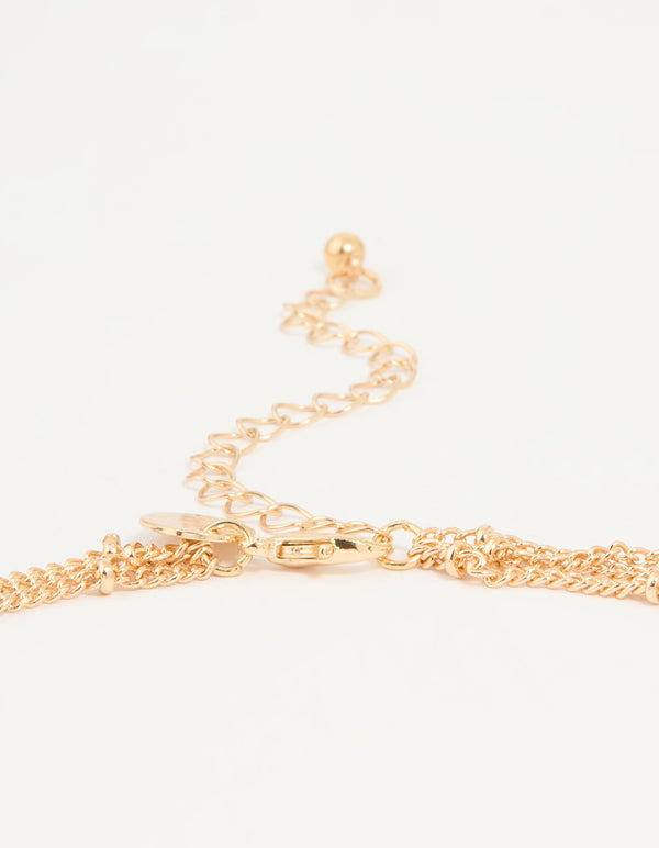 Gold Fish & Flower Charm Necklace